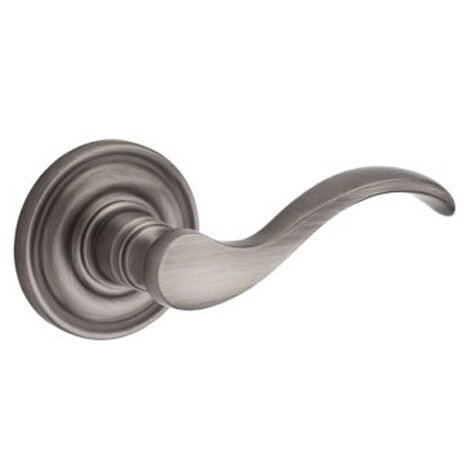 Full Dummy Door Lever with Traditional Round Rose in Matte Antique Nickel