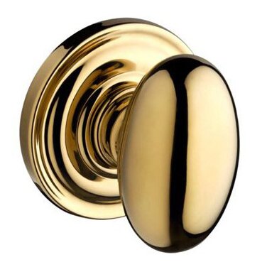 Full Dummy Door Knob with Traditional Round Rose in Polished Brass