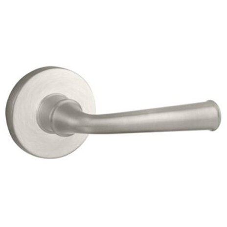 Full Dummy Door Lever with Contemporary Round Rose in Satin Nickel