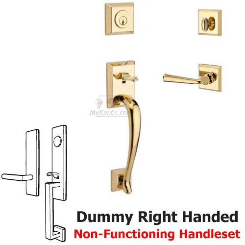 Right Handed Full Dummy Handleset with Federal Lever in Polished Brass