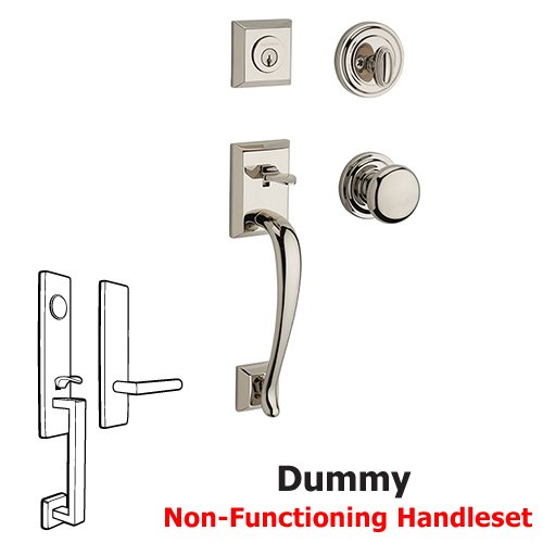 Full Dummy Napa Handleset with Round Door Knob with Traditional Round Rose in Polished Nickel