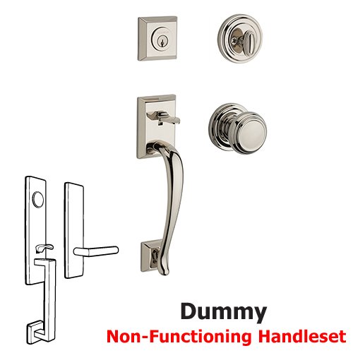 Full Dummy Napa Handleset with Traditional Door Knob with Traditional Round Rose in Polished Nickel