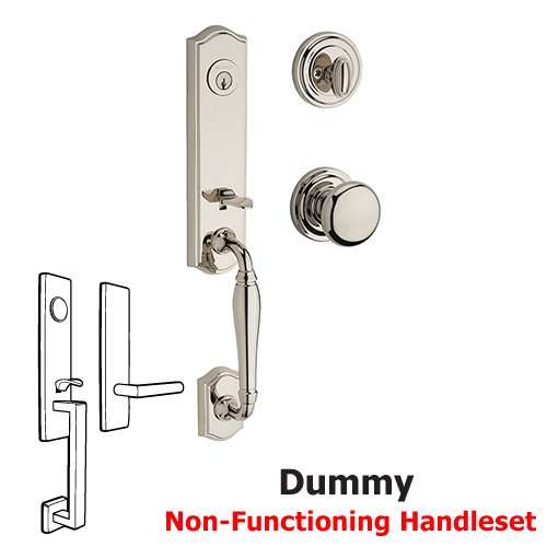 Full Dummy New Hampshire Handleset with Round Door Knob with Traditional Round Rose in Polished Nickel