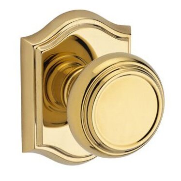 Full Dummy Door Knob with Arch Rose in Polished Brass