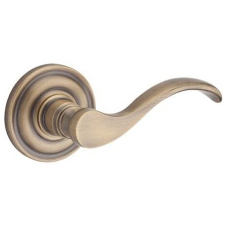 Right Handed Single Dummy Door Lever with Traditional Round Rose in Matte Brass & Black
