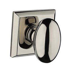 Single Dummy Ellipse Door Knob with Traditional Square Rose in Polished Nickel