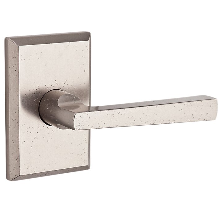 Right Handed Single Dummy Door Lever with Rustic Square Rose in White Bronze