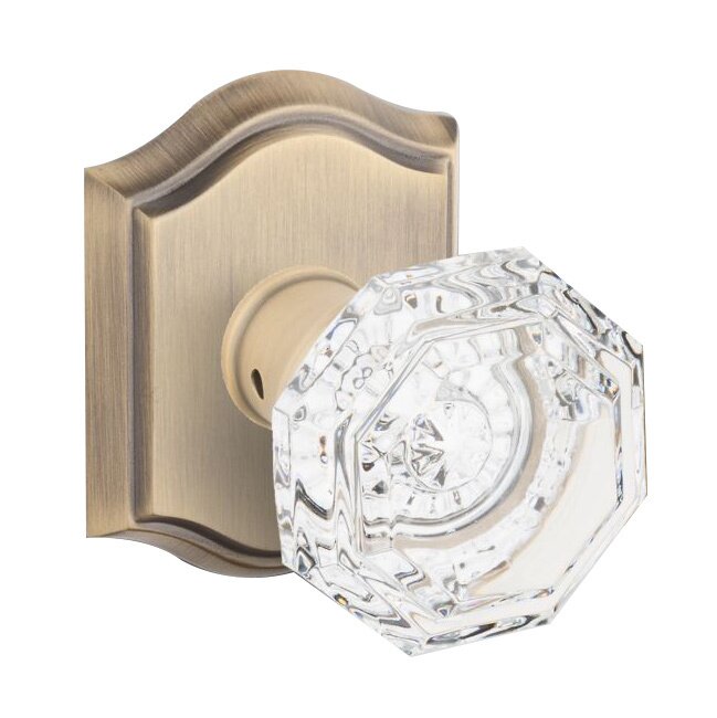 Passage Crystal Door Knob with Traditional Arch Rose in Matte Brass & Black
