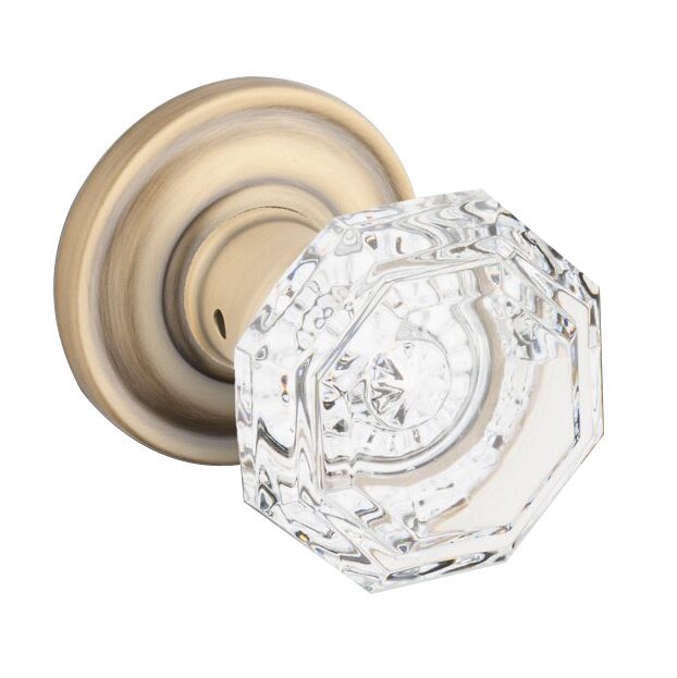 Passage Crystal Door Knob with Traditional Round Rose in Matte Brass & Black
