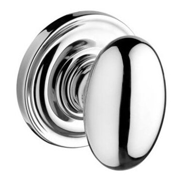 Passage Door Knob with Traditional Round Rose in Polished Chrome