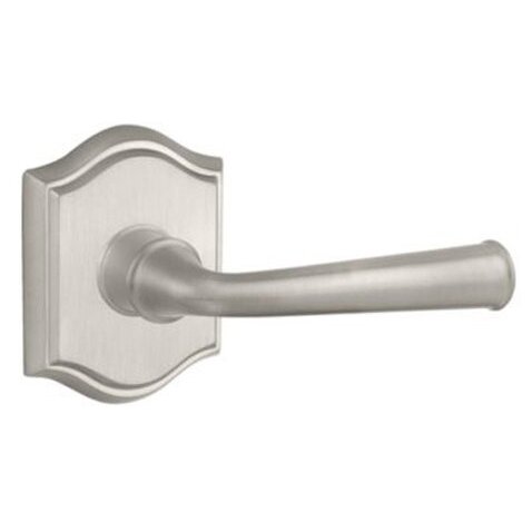 Passage Door Lever with Traditional Arch Rose in Satin Nickel