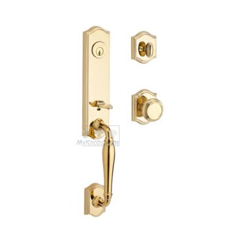 Single Cylinder Handleset with Traditional Knob in Polished Brass
