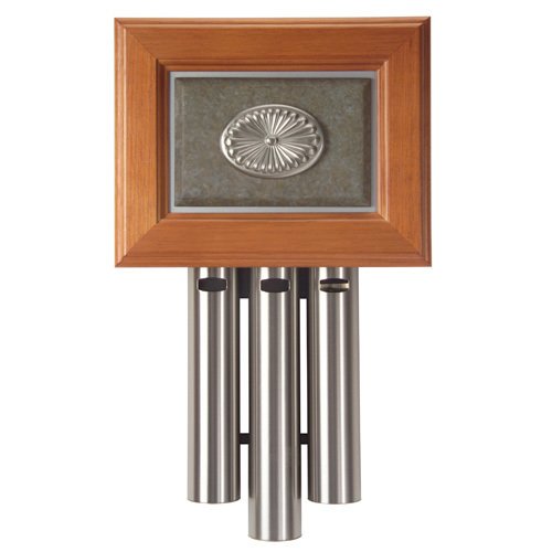 Rosewood Cabinet with a Traditional Medallion Inset Door Chime in Antique Pewter & Rustic Gold with Antique Pewter Tubes