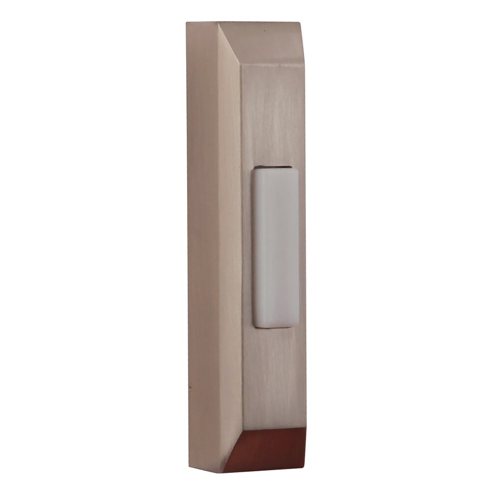 Surface Mount Lighted Push Button Door Bell With Thin Rectangle Profile In Brushed Polished Nickel