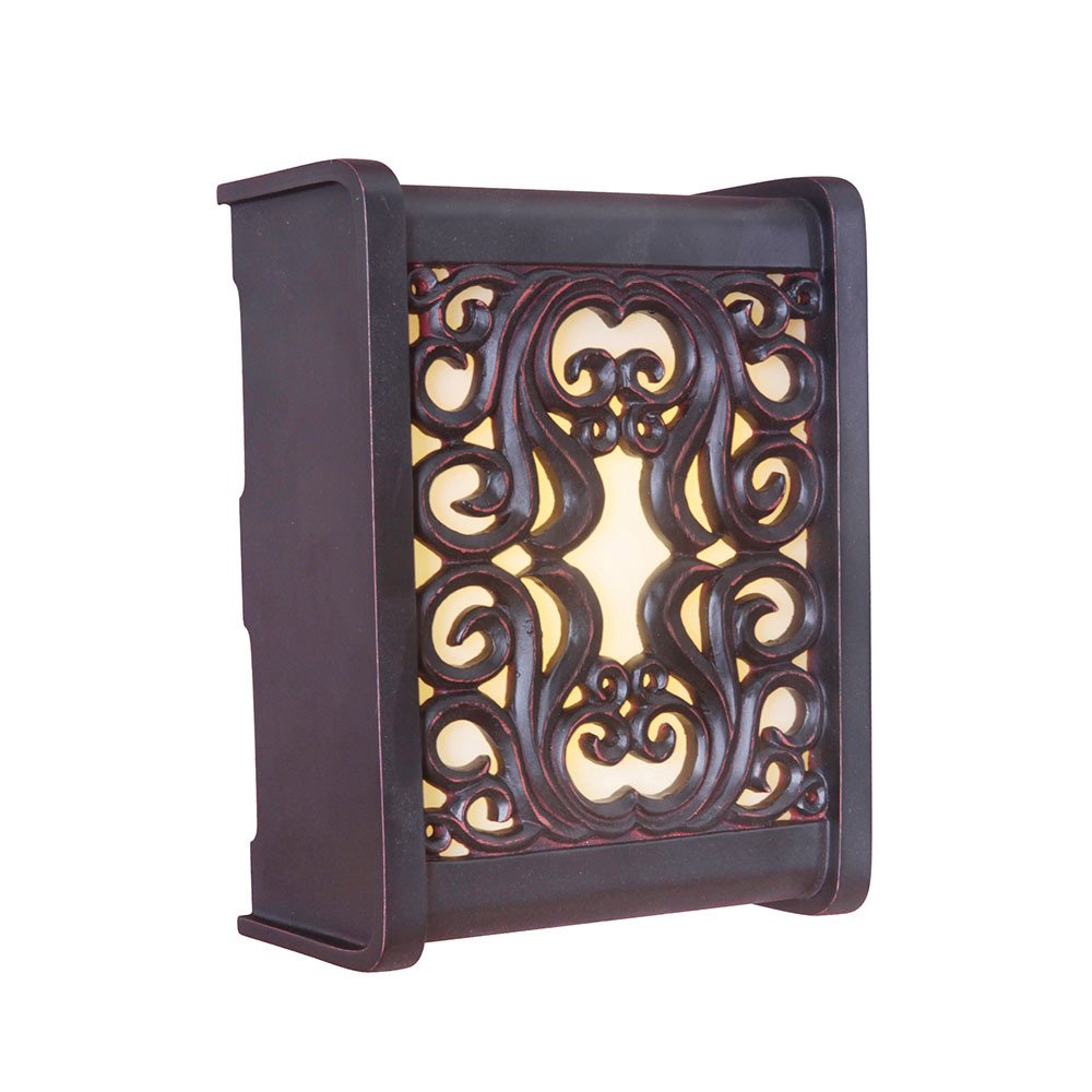 LED Hand Carved Rounded Scroll w/Frost Glass Door Chime in Oiled Bronze Gilded