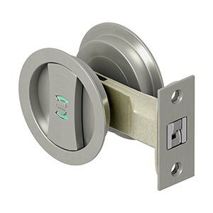 Tubular Round Privacy Pocket Door Lock in Satin Nickel