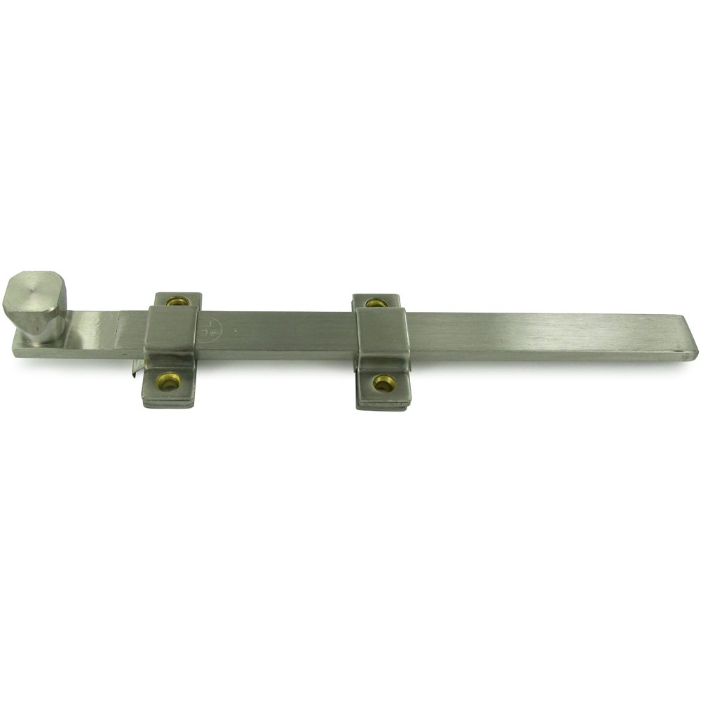 Solid Brass 10" Heavy Duty Security Bolt in Brushed Stainless Steel