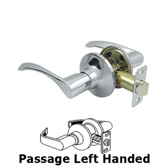 Left Handed Claremont Lever Passage in Polished Chrome