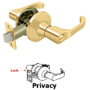 Manchester Privacy Door Lever in PVD Brass