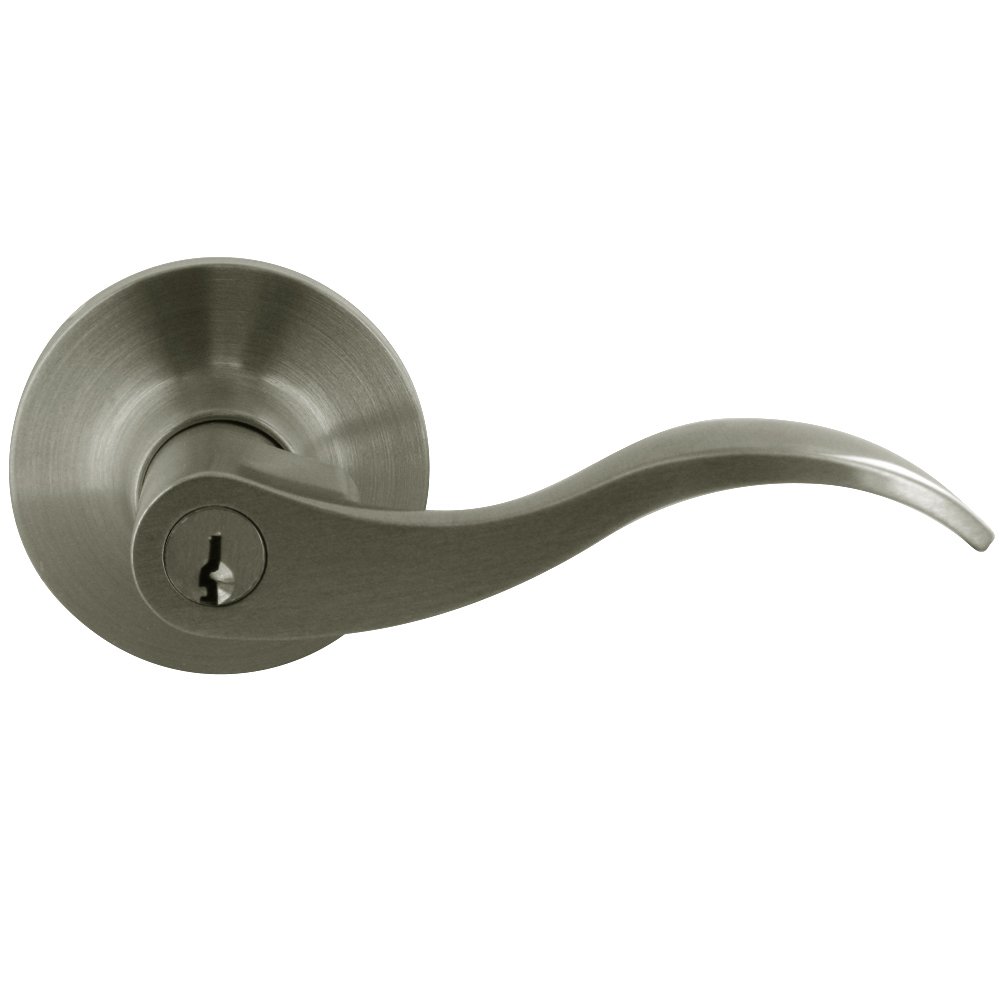 Keyed Right Handed Entry Door Lever in Brushed Nickel