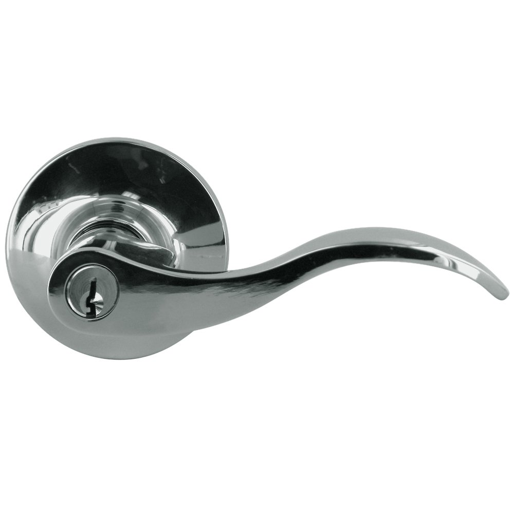Keyed Lock Right Handed Entry Door Lever in Polished Chrome