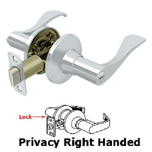 Savanna Right Handed Privacy Door Lever in Polished Chrome