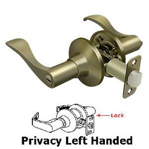 Savanna Left Handed Privacy Door Lever in Antique Brass