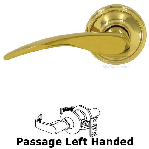 Left Handed Passage Door Lever in PVD Brass