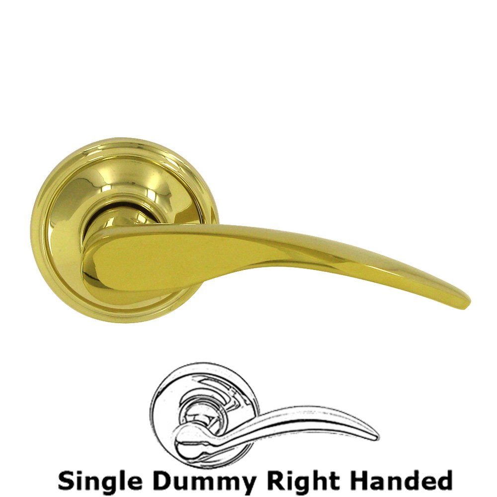Right Handed Single Dummy Door Lever in PVD Brass