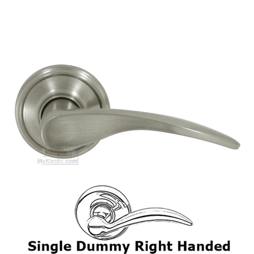 Right Handed Single Dummy Door Lever in Brushed Nickel