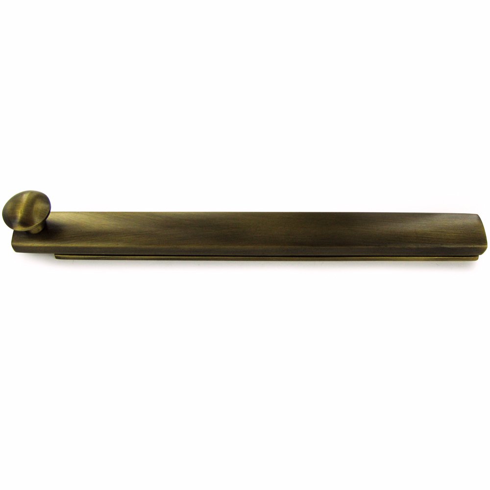 Solid Brass 6" Heavy Duty Surface Bolt with Concealed Screws in Antique Brass