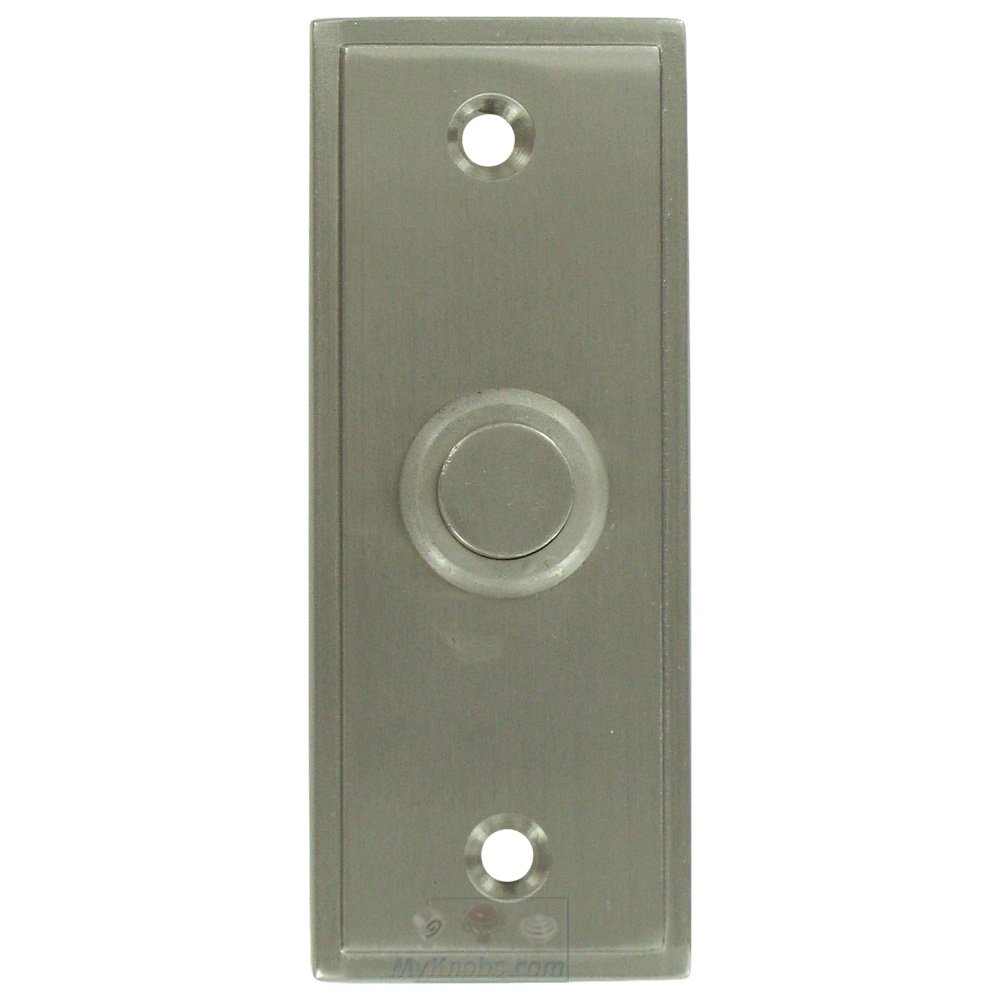 Solid Brass Rectangular Contemporary Bell Button in Brushed Nickel