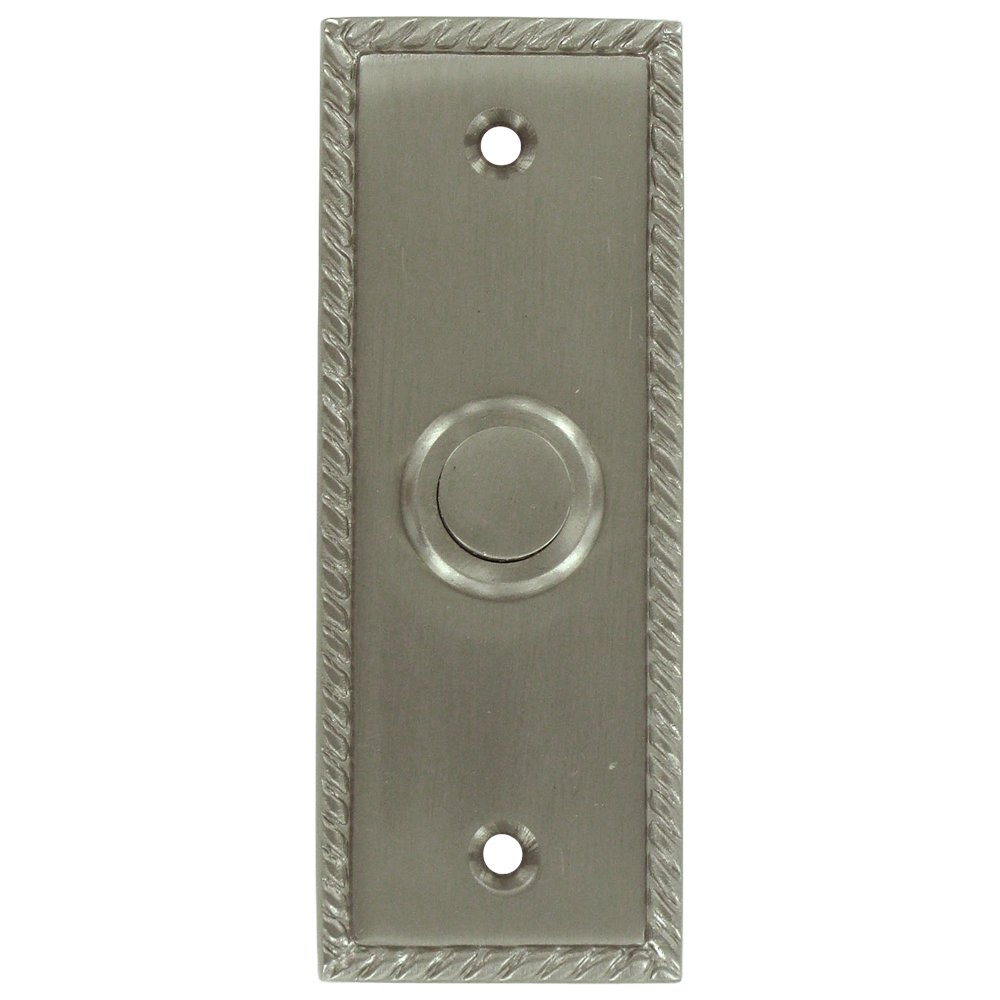 Solid Brass Rectangular Rope Bell Button in Brushed Nickel