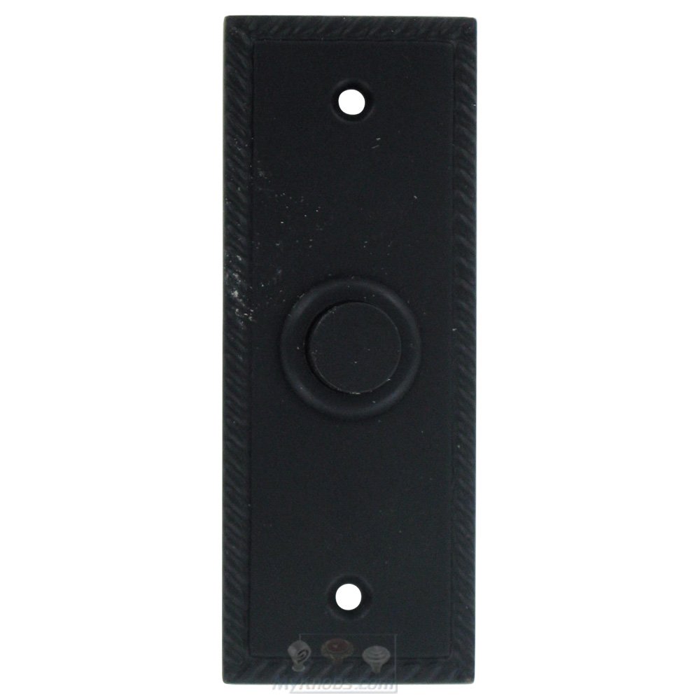 Solid Brass Rectangular Rope Bell Button in Paint Black