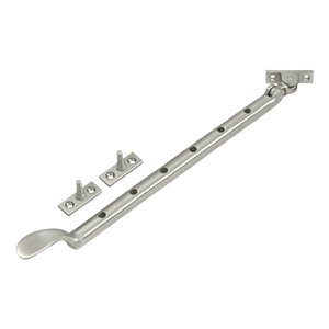 Solid Brass 13" Colonial Casement Stay Adjuster in Brushed Nickel