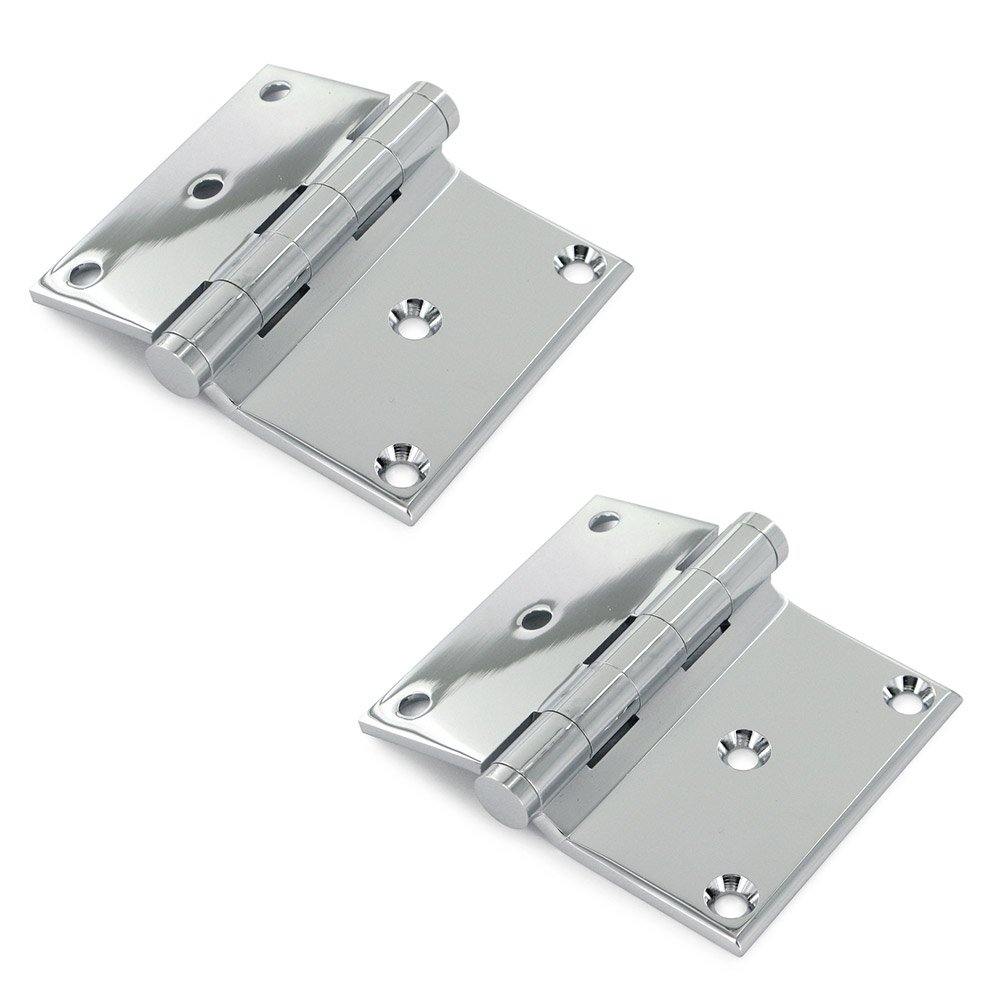 Solid Brass 3" x 3 1/2" Half Surface Door Hinge (Sold as a Pair) in Polished Chrome