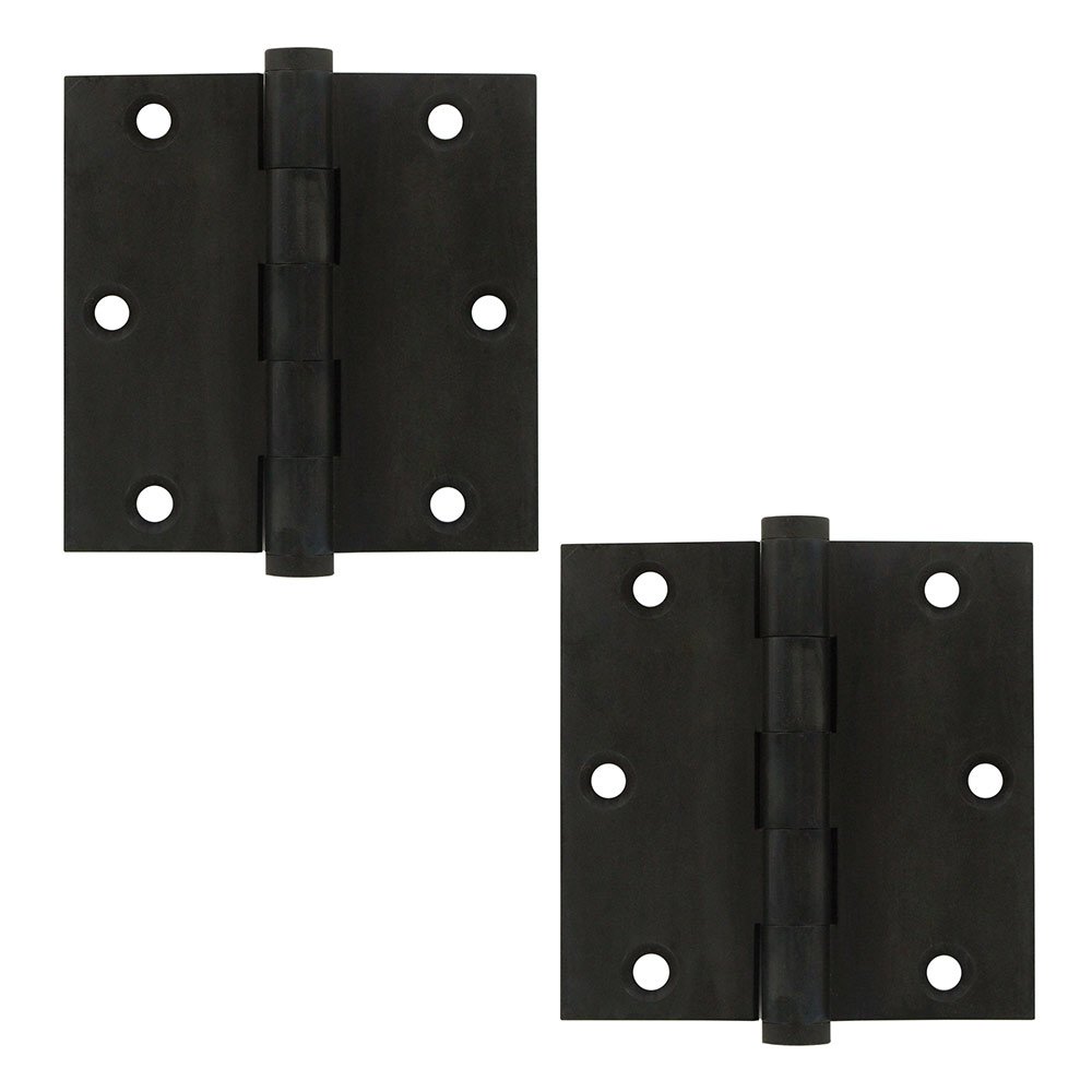 Solid Brass 3 1/2" x 3 1/2" Residential Square Door Hinge (Sold as a Pair) in Oil Rubbed Bronze