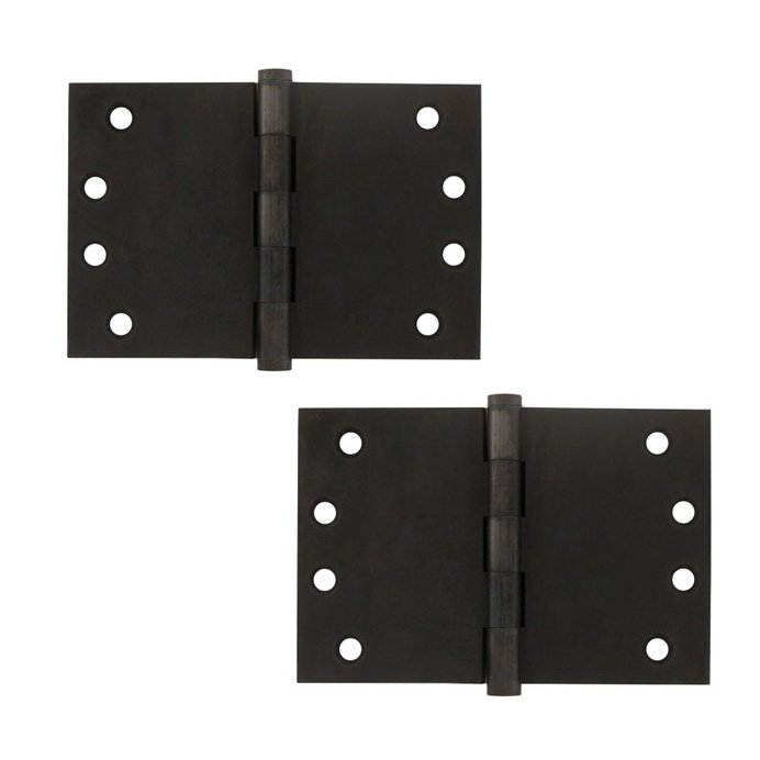Solid Brass 4" x 6" Standard Square Door Hinge (Sold as a Pair) in Oil Rubbed Bronze