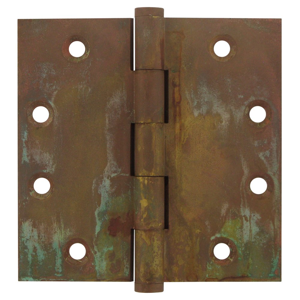 Solid Brass 4 1/2" x 4 1/2" Standard Square Door Hinge (Sold as a Pair) in Rust