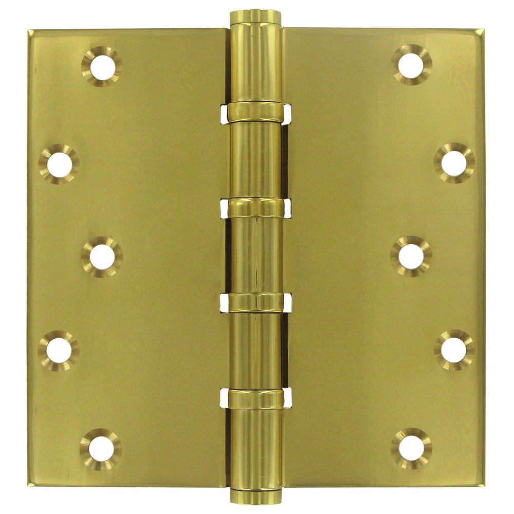 Solid Brass 6" x 6" Special Feature 4 Ball Bearing Square Door Hinge (Sold as a Pair) in Polished Brass