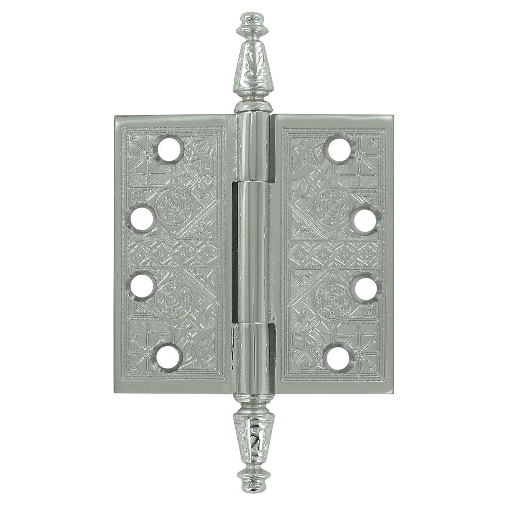 Solid Brass 4" x 4" Square Door Hinge (Sold as a Pair) in Polished Chrome