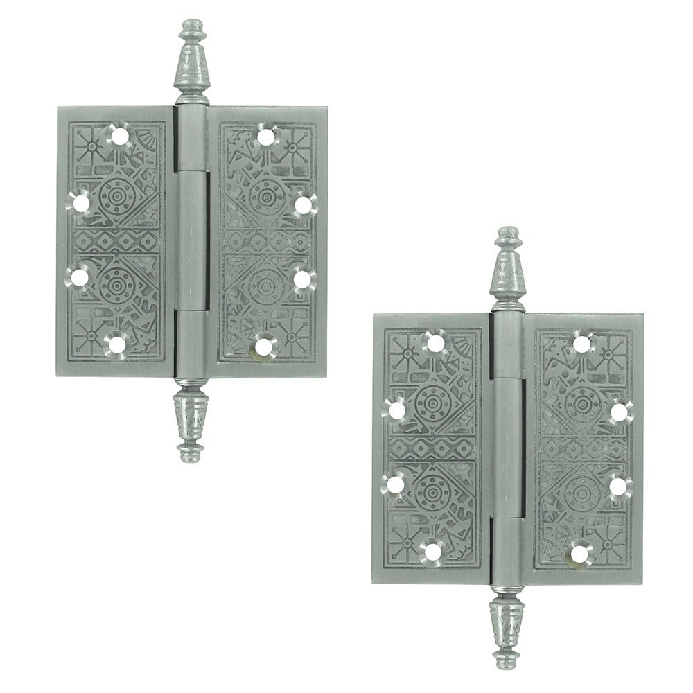 Solid Brass 4 1/2" x 4 1/2" Square Door Hinge (Sold as a Pair) in Brushed Chrome