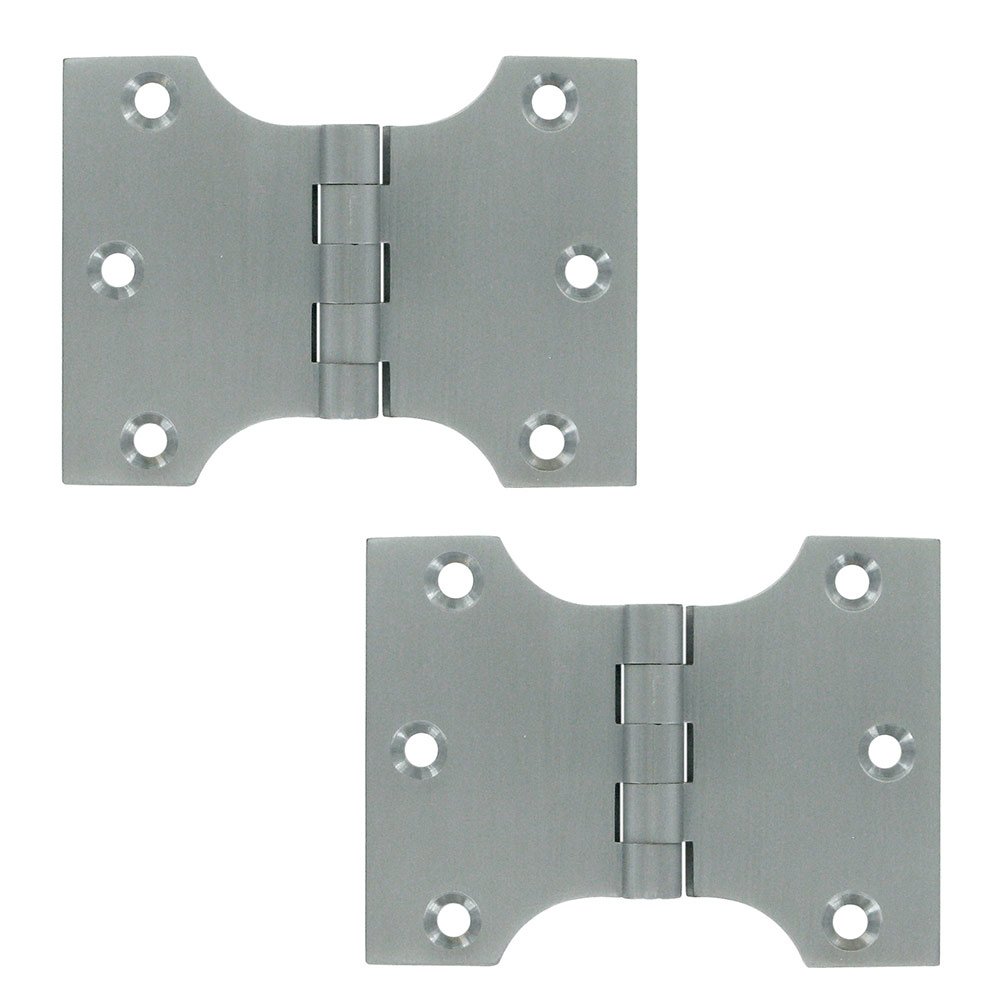Solid Brass 3" x 4" Parliament Door Hinge (Sold as a Pair) in Brushed Chrome