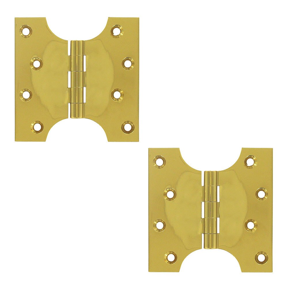 Solid Brass 4" x 4" Parliament Door Hinge (Sold as a Pair) in PVD Brass