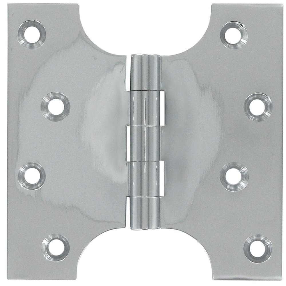 Solid Brass 4" x 4" Parliament Door Hinge (Sold as a Pair) in Polished Chrome