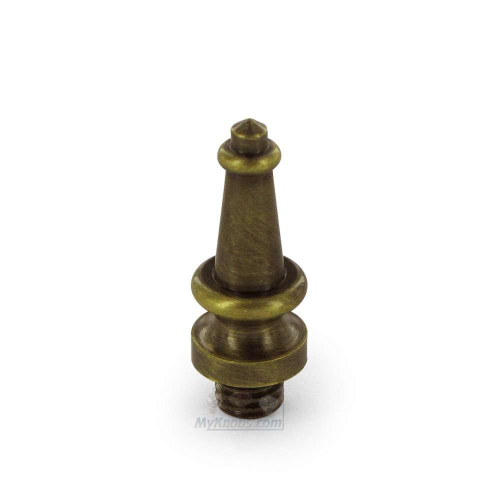 Solid Brass Steeple Tip Door Hinge Finial (Sold Individually) in Antique Brass
