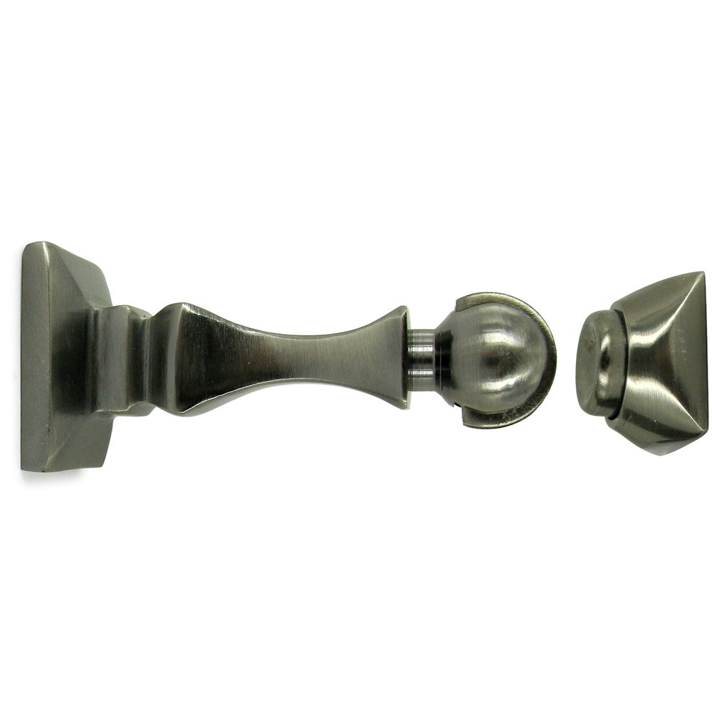 Solid Brass 3 1/2" Magnetic Door Holder in Antique Nickel