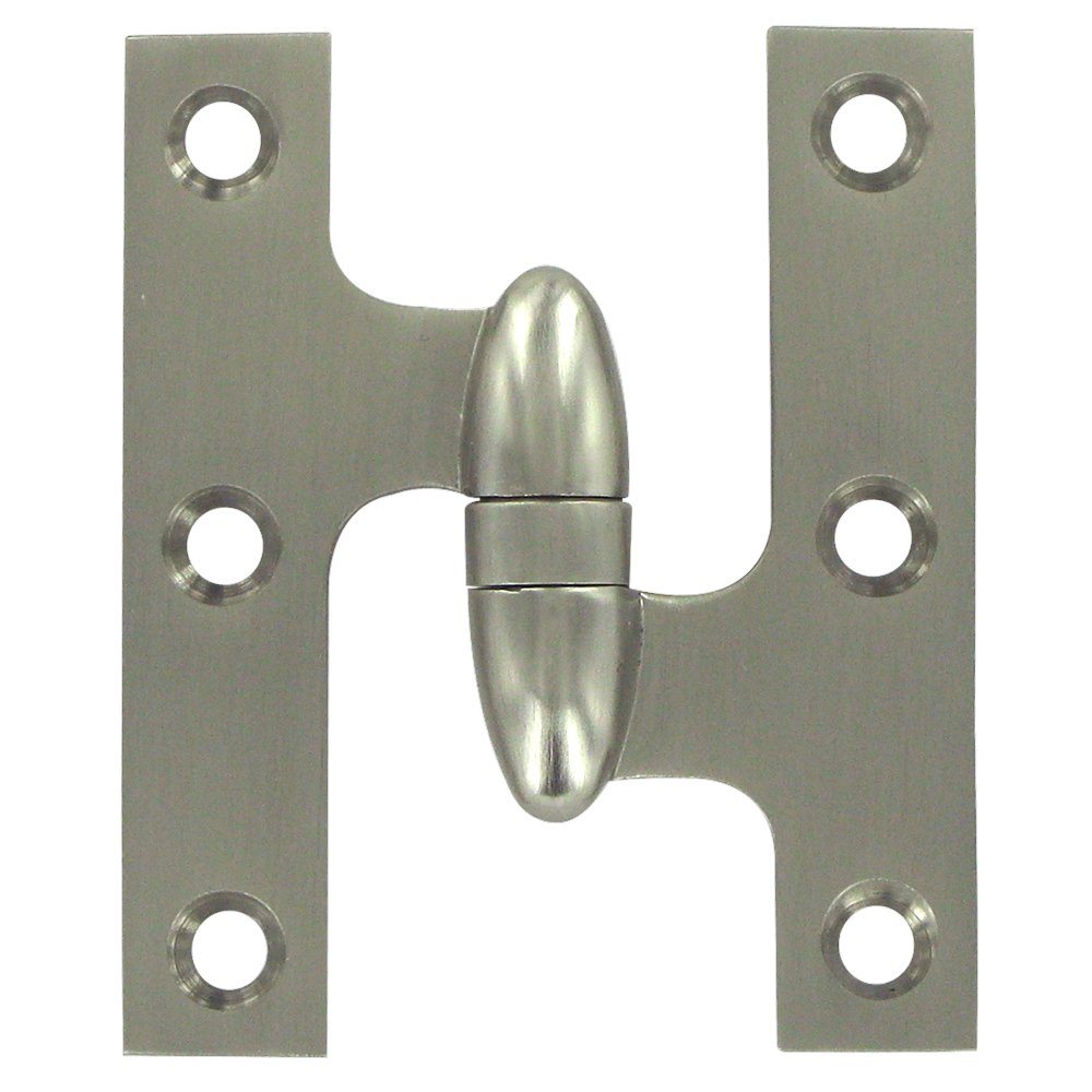 Solid Brass 3" x 2 1/2" Right Handed Olive Knuckle Door Hinge (Sold Individually) in Brushed Nickel