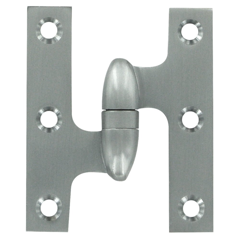 Solid Brass 3" x 2 1/2" Left Handed Olive Knuckle Door Hinge (Sold Individually) in Brushed Chrome