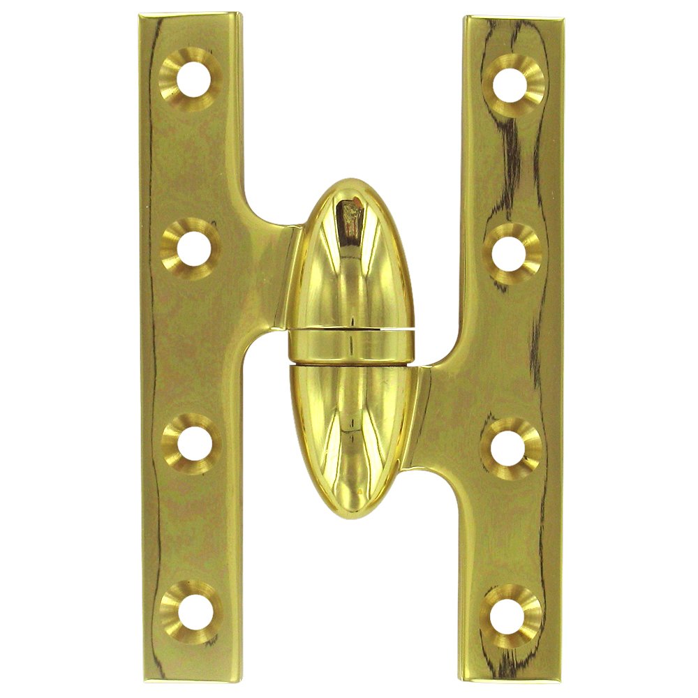 Solid Brass 5" x 3 1/4" Right Handed Olive Knuckle Door Hinge (Sold Individually) in Polished Brass